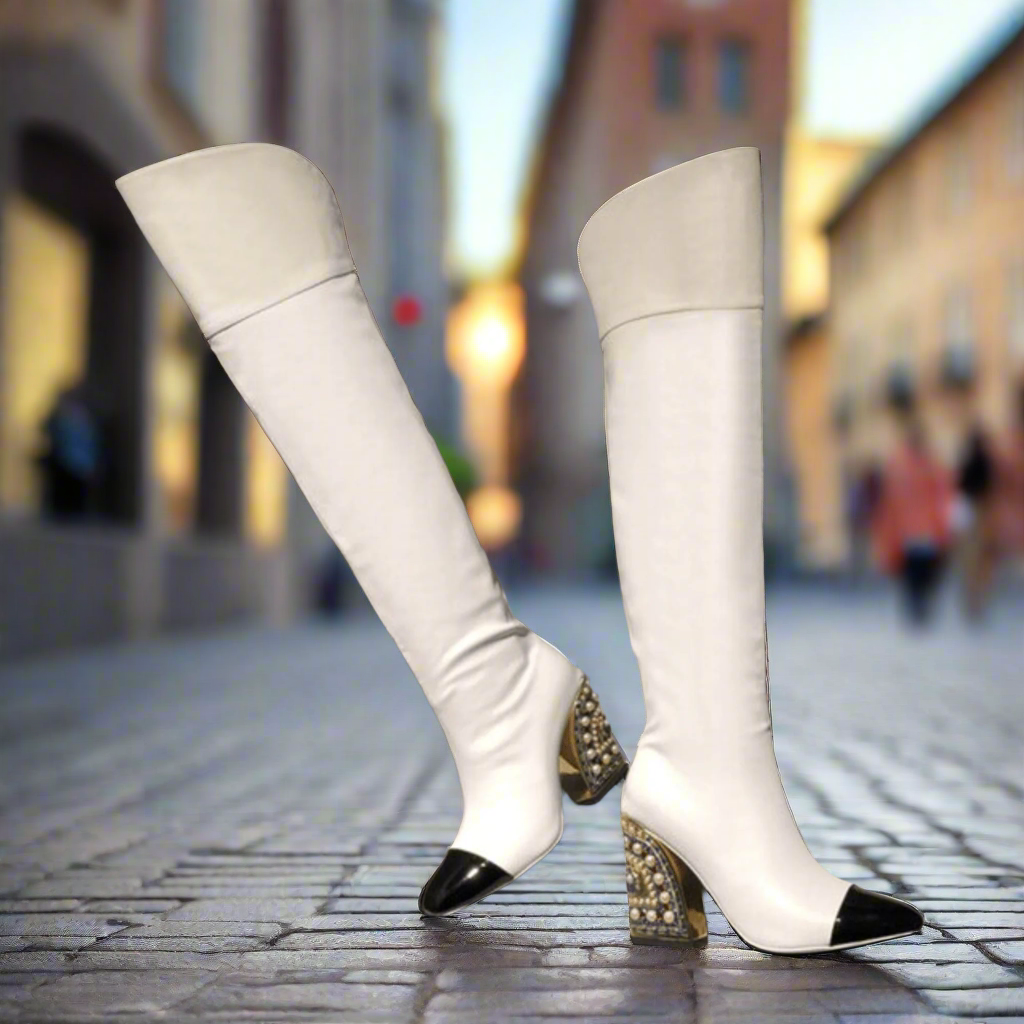 Bejeweled Wedge Boots