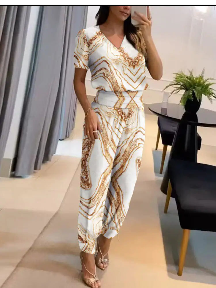 Spring Set Women Print Casual 2 Piece Set