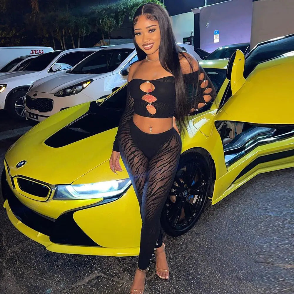 Mariana Cutout Mesh Pant Set