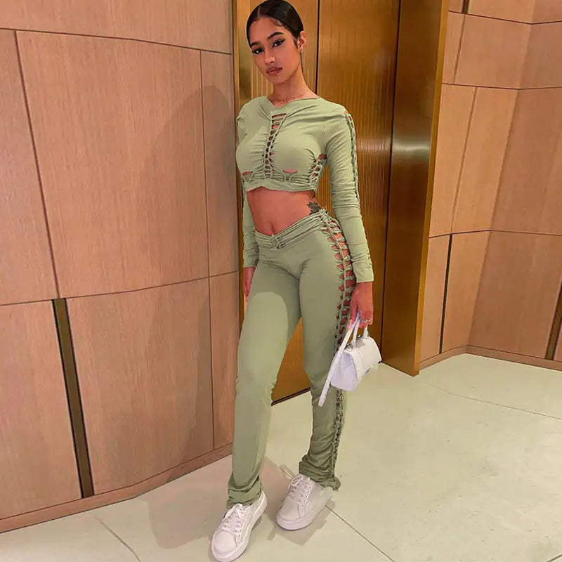 "Like It Hot" Cutout Pant Set