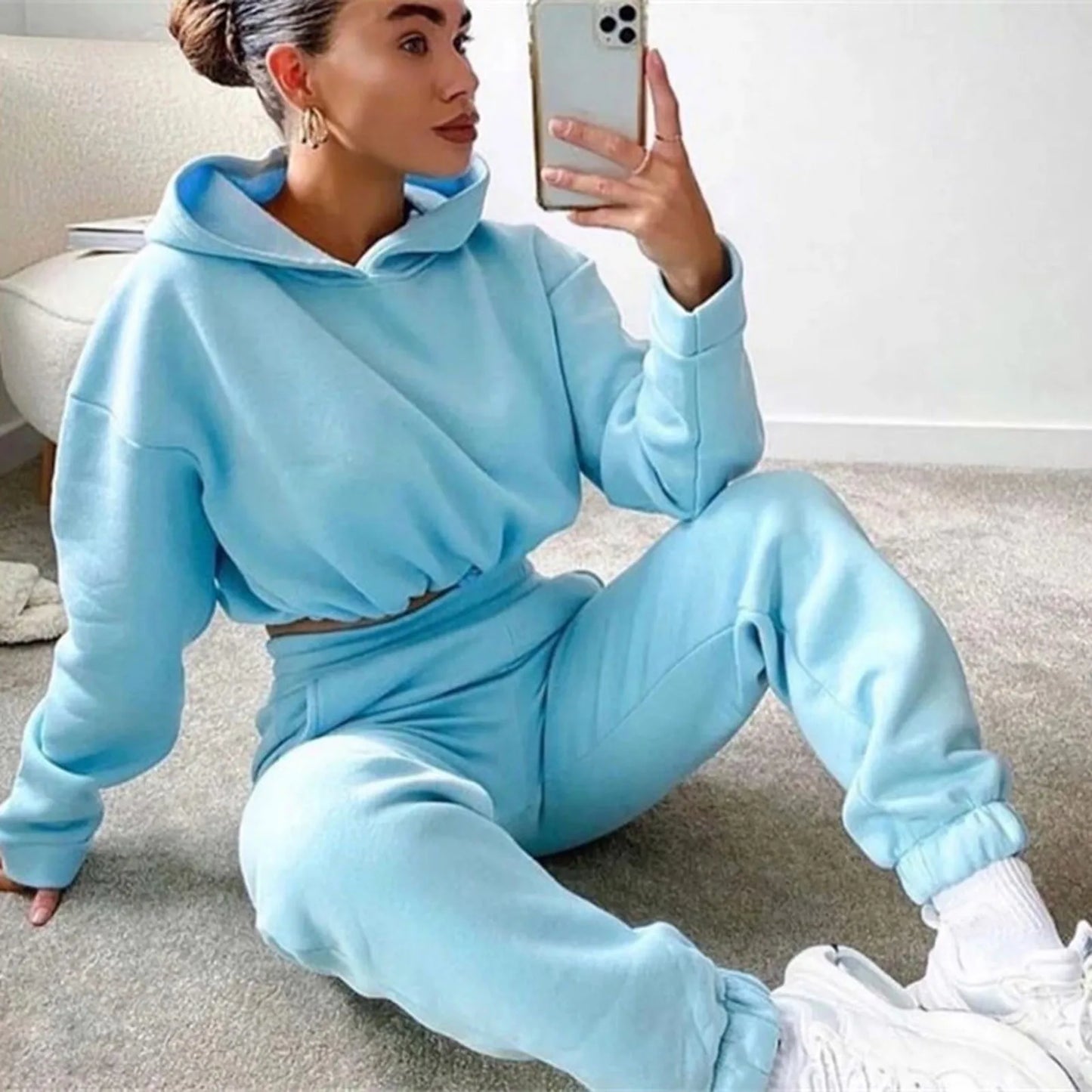 Casual Pocket Pant Two Piece Matching Sets Women