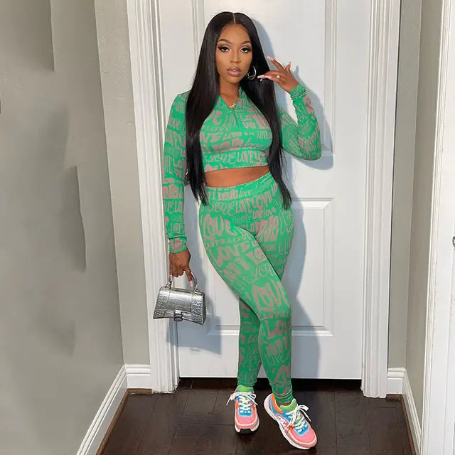Spring Tracksuit Two Piece Matching Set