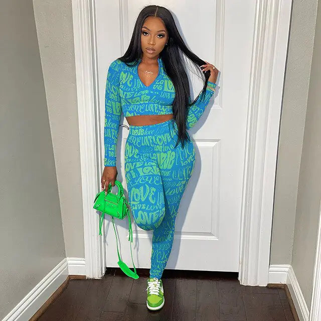 Spring Tracksuit Two Piece Matching Set