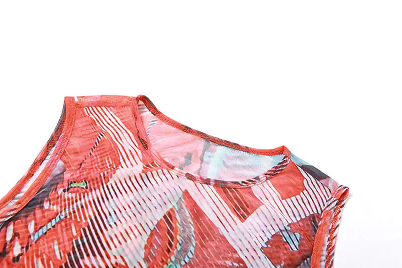 Callie Mesh Printed Maxi Summer Skirt Set