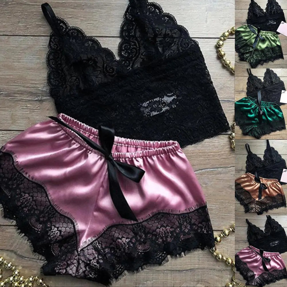 Women’s Lace Satin Matching Set