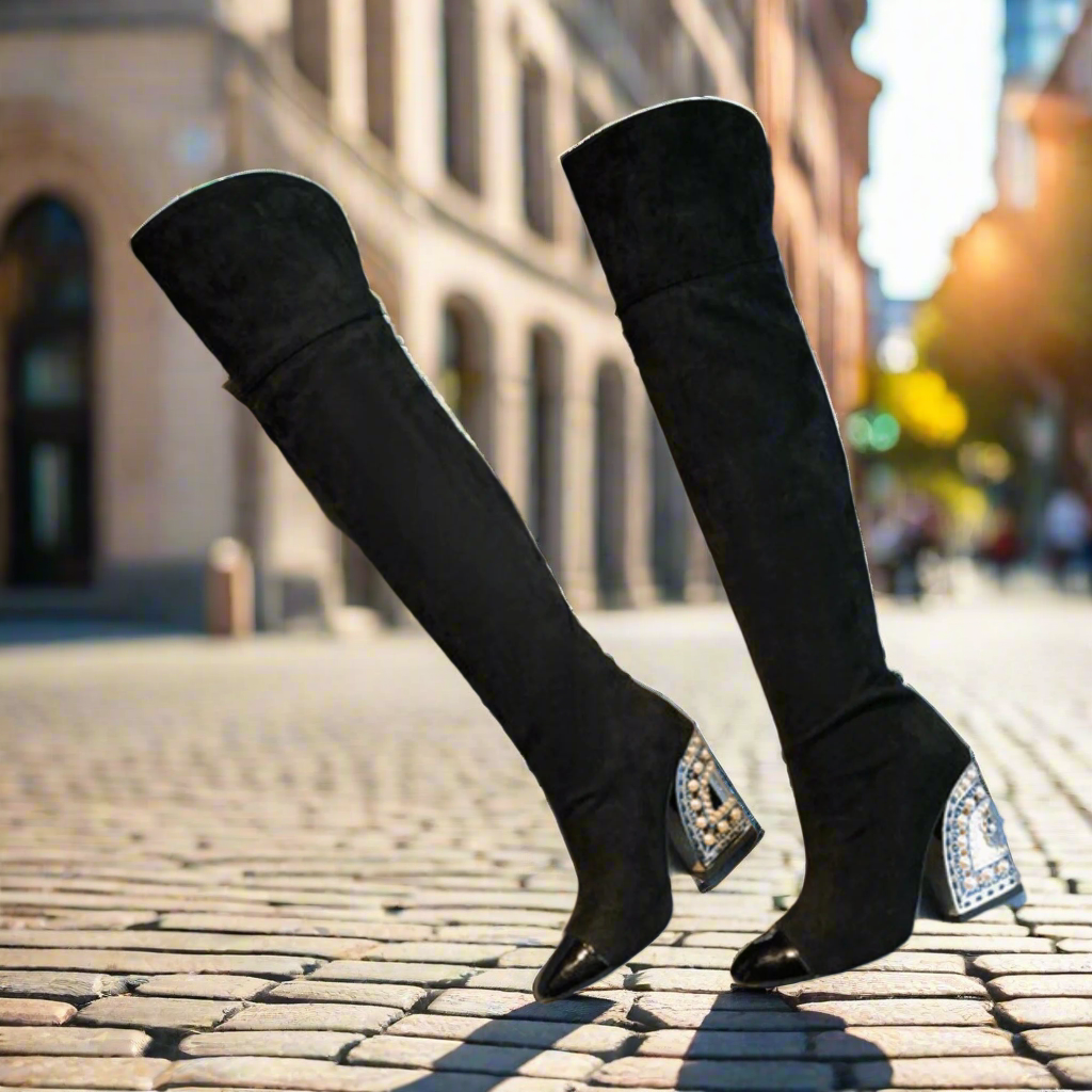 Bejeweled Wedge Boots