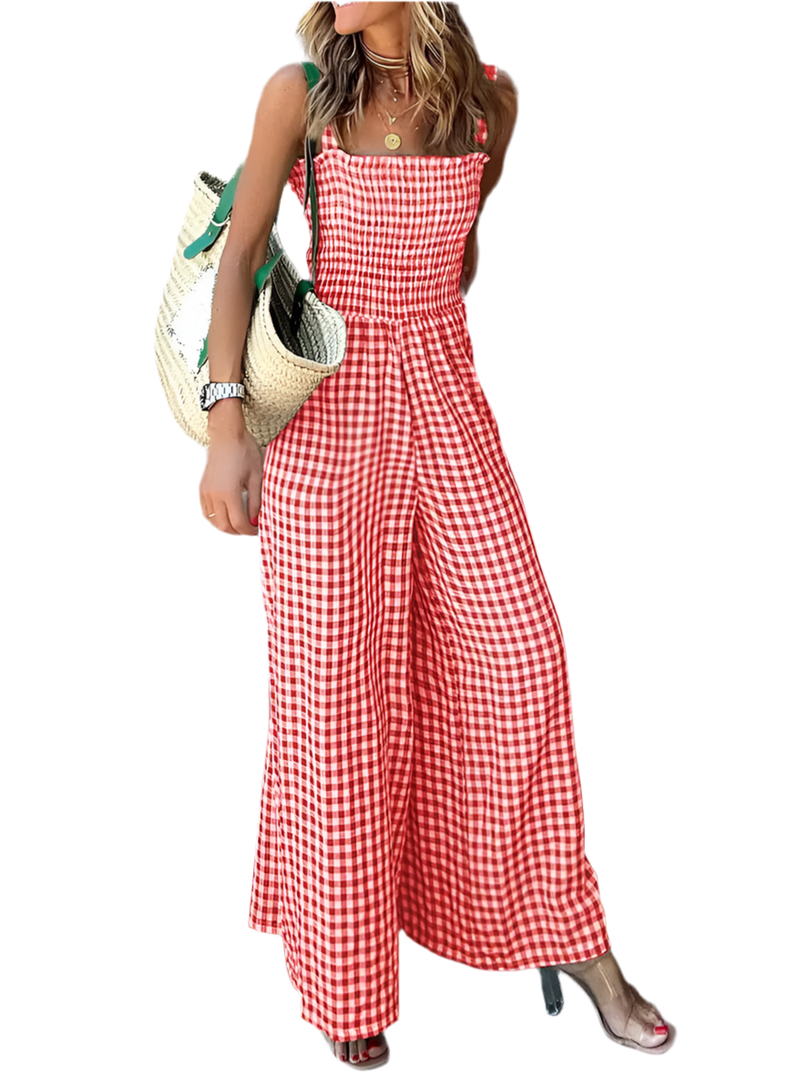 For You Elegant Stripe Print Wide Leg Romper