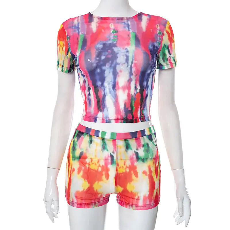 Got Her Own Printed Mesh Short Set