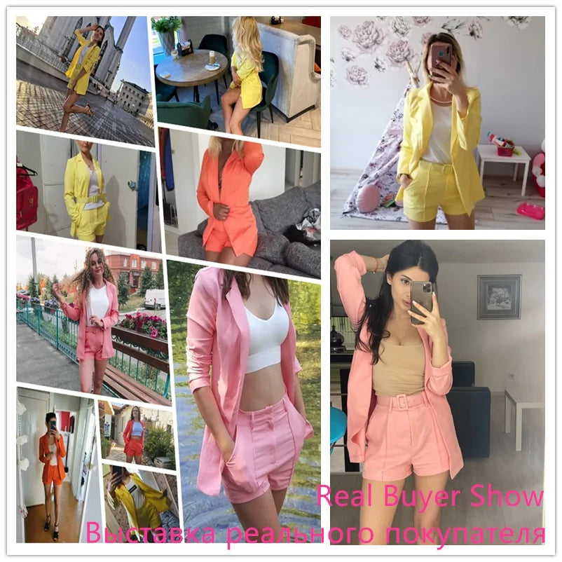 Women Spring Set Blazer and Shorts
