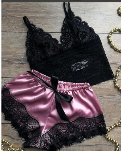 Women’s Lace Satin Matching Set