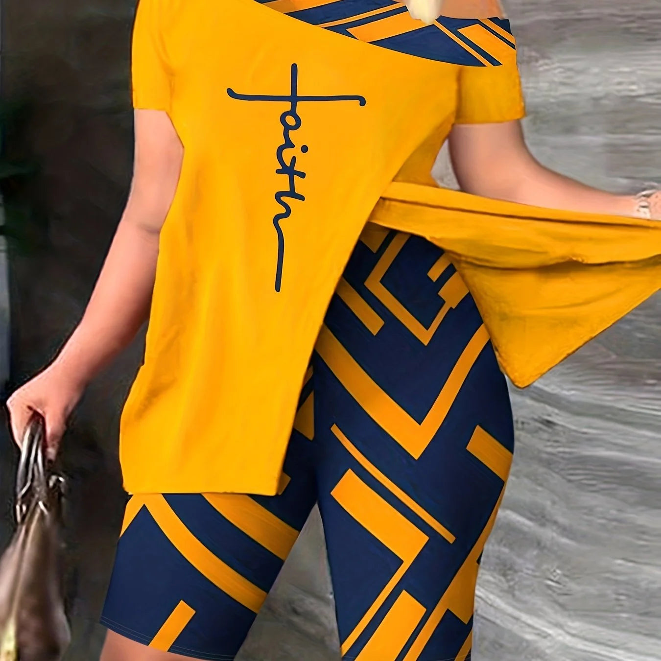 Trendy Graphic Print Two-Piece Set