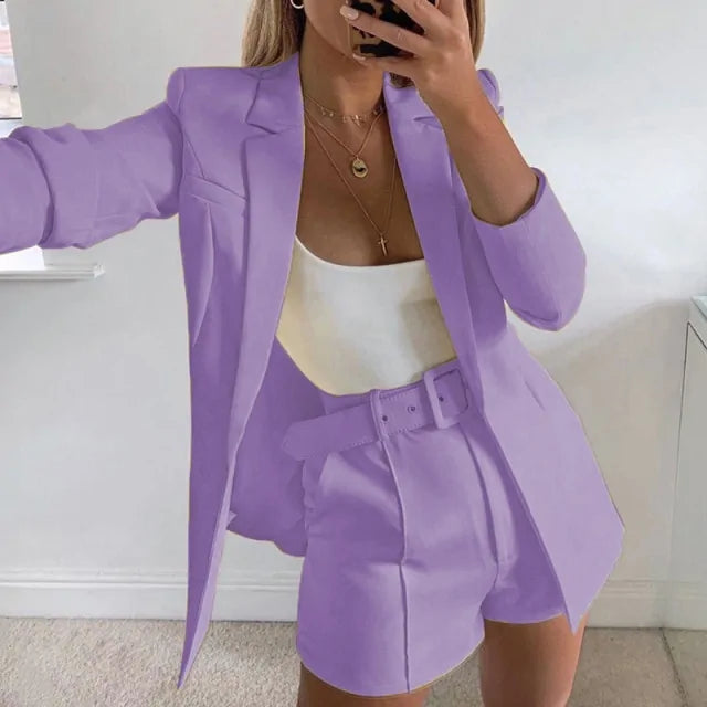 Women Spring Set Blazer and Shorts