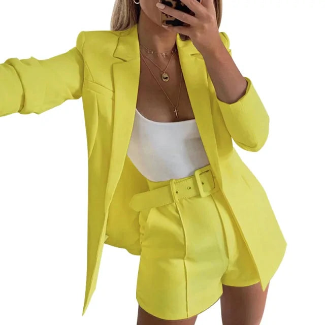 Women Spring Set Blazer and Shorts