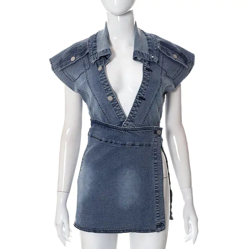 Casual Denim Summer Skirt Matching Set
