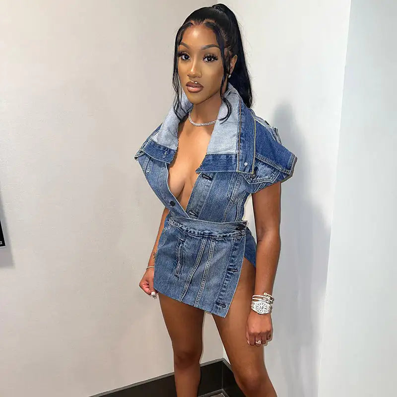 Casual Denim Summer Skirt Matching Set