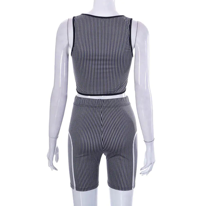 Women’s Crop Top Biker Short Set