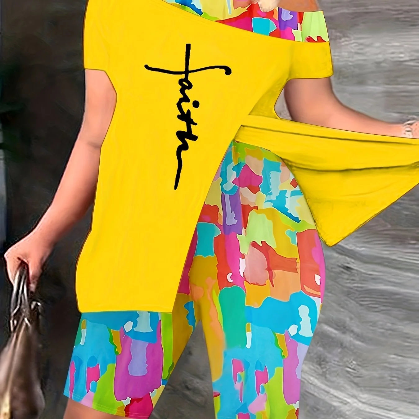 Trendy Graphic Print Two-Piece Set