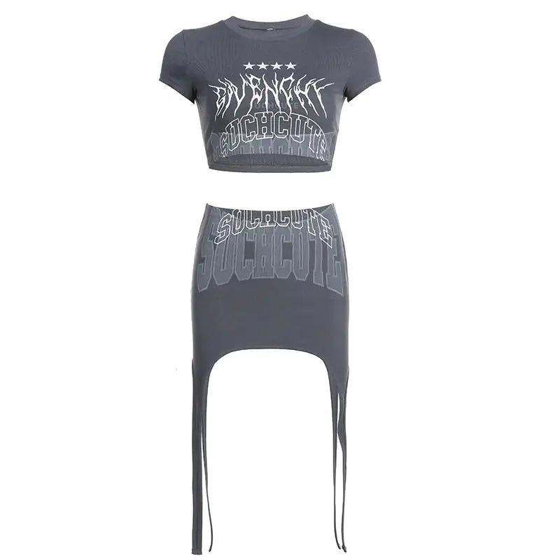 Hot Summer Thrill Graphic Print Skirt Matching Set
