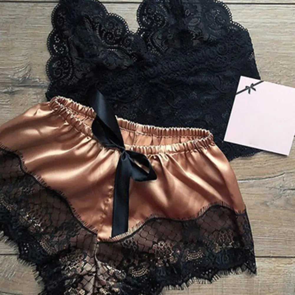 Women’s Lace Satin Matching Set