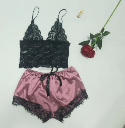 Women’s Lace Satin Matching Set