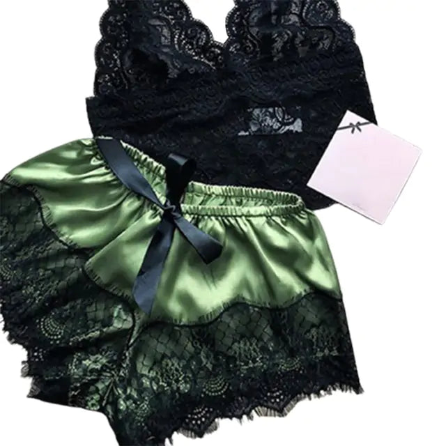 Women’s Lace Satin Matching Set